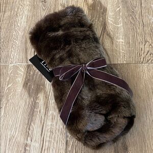 INC Brown Faux Fur Wine Bag